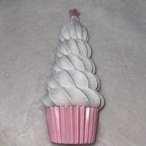 Pink Christmas meringue cupcake glitter holiday decor